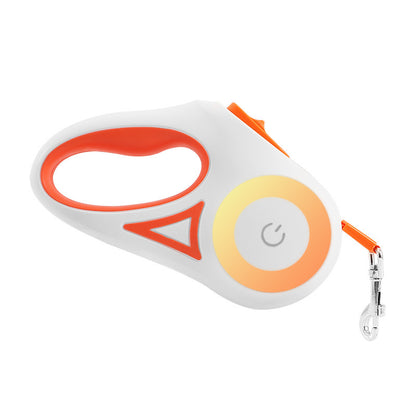 Dog Retractable Leash And Dog Collar Spotlight Pet Dog Cat Traction Rope Orange 3M Single traction rope