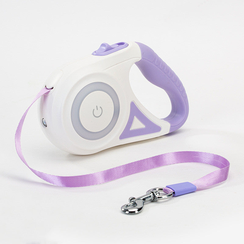 Dog Retractable Leash And Dog Collar Spotlight Pet Dog Cat Traction Rope Purple 5M Single traction rope