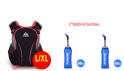 Multi-purpose Running Backpack Sports Vest Water Bag Bag LXL 2pcs 600ml BTL