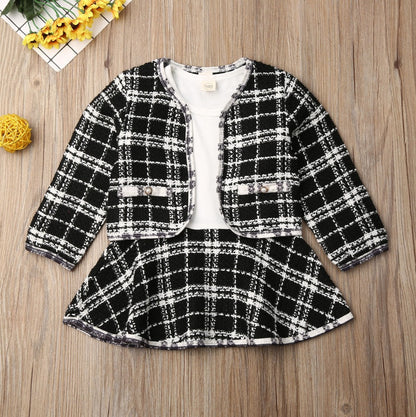 Long-sleeved Dresses Two-piece Children's Baby Small Incense Wind Suit Black 100cm