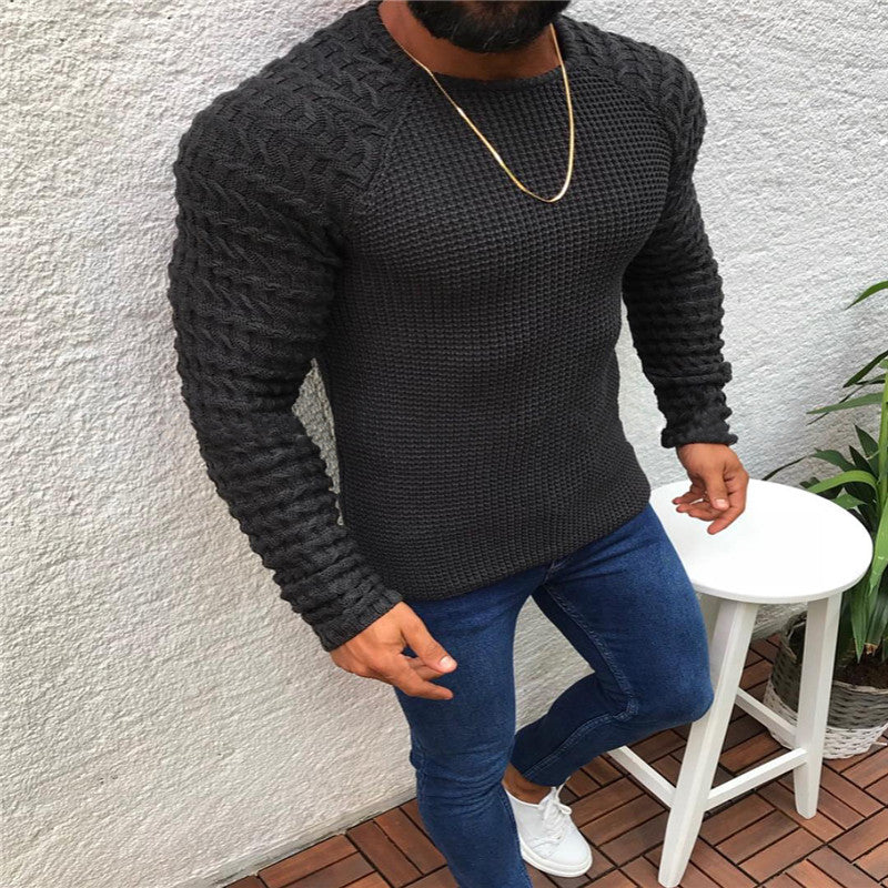 Elegant Men's Warm Autumn Spring Winter Pullover Sweater Black 3XL