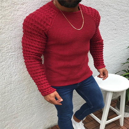 Elegant Men's Warm Autumn Spring Winter Pullover Sweater Red 3XL