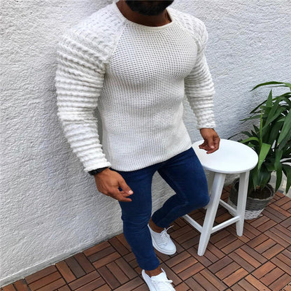 Elegant Men's Warm Autumn Spring Winter Pullover Sweater White 3XL