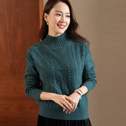 Lovely Female Warm Turtleneck Wool Sweater Women Clear grey green L