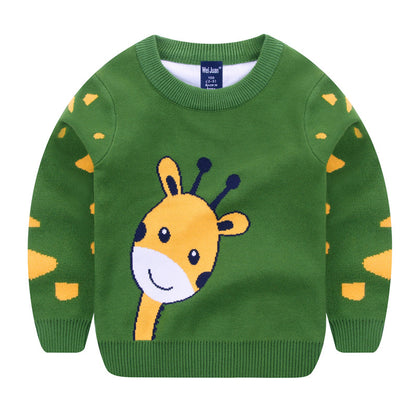 Elegant Boy's Girl's Children Cartoon Comfortable Sweater Deer green 100