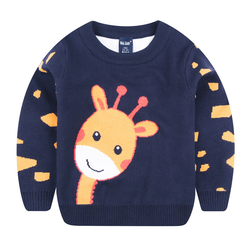 Elegant Boy's Girl's Children Cartoon Comfortable Sweater Deer light blue 100