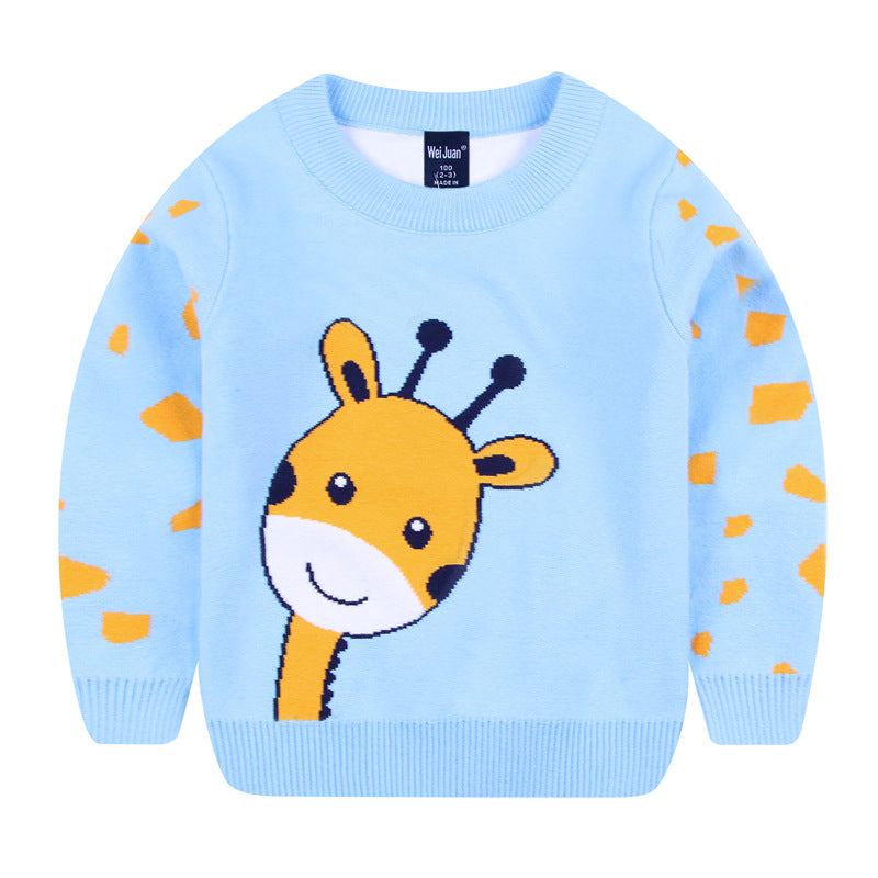 Elegant Boy's Girl's Children Cartoon Comfortable Sweater Deer royal blue 100