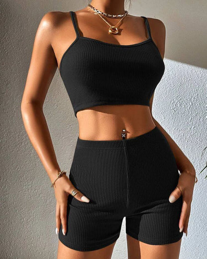 Lovely Women's Sling Fashion Suit Yoga Fitness Exercise Suit Black S