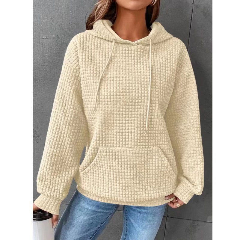 Women's Loose Casual Solid Color Long-sleeved Sweater Apricot 2XL