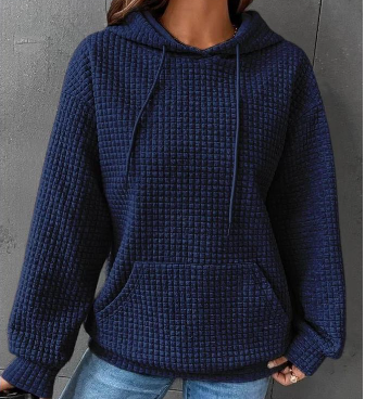 Women's Loose Casual Solid Color Long-sleeved Sweater Blue S