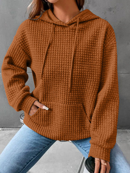 Women's Loose Casual Solid Color Long-sleeved Sweater Brown 2XL