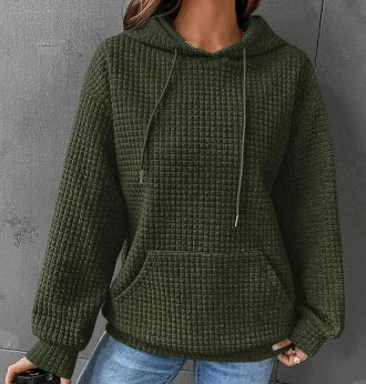 Women's Loose Casual Solid Color Long-sleeved Sweater Green 2XL