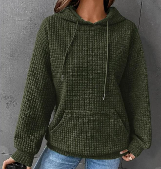 Women's Loose Casual Solid Color Long-sleeved Sweater Green M