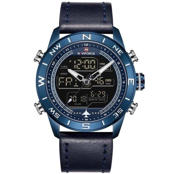 NAVIFORCE Men Sport Watches LED Analog Digital Watch Quartz Watch Blue ribbon blue shell