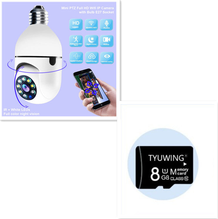 WiFi CAMERA 1080P Bulb 4X Zoom Camera E27 Home 5GWiFi Alarm Monitor Gadget and Home Accessories 2million pixels dual light 8G set