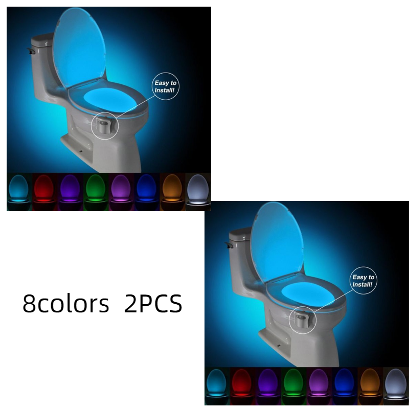 Toilet Induction LED Night Light Gadget and Home Accessories 8colors 2PCS