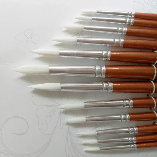 12Pcs/lot Paint Brush Set Art Drawing Brushes Wooden Handle Brushes For Acrylic Painting Supplies - DazTrend