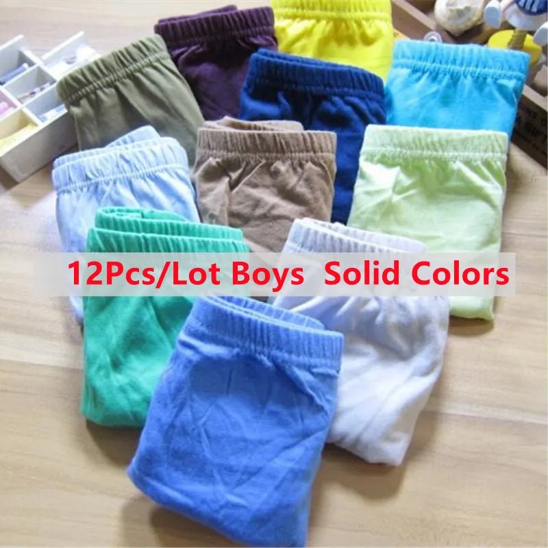 12pcs/Lot Pure Color Girl's Panties Cotton Underwear Shorts Kids Briefs Clothes Children Pants TNM899