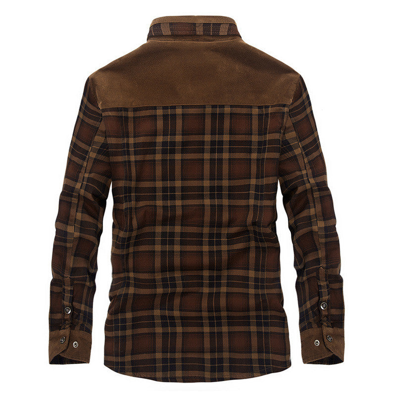 Men's Thicken Warm Fleece Jackets Coats Pure Cotton Plaid Jacket