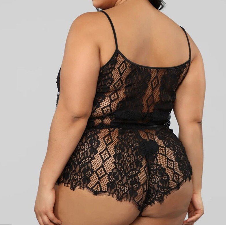 Elegant Women's Two Piece Underwear Lace Plus Size Fat Woman