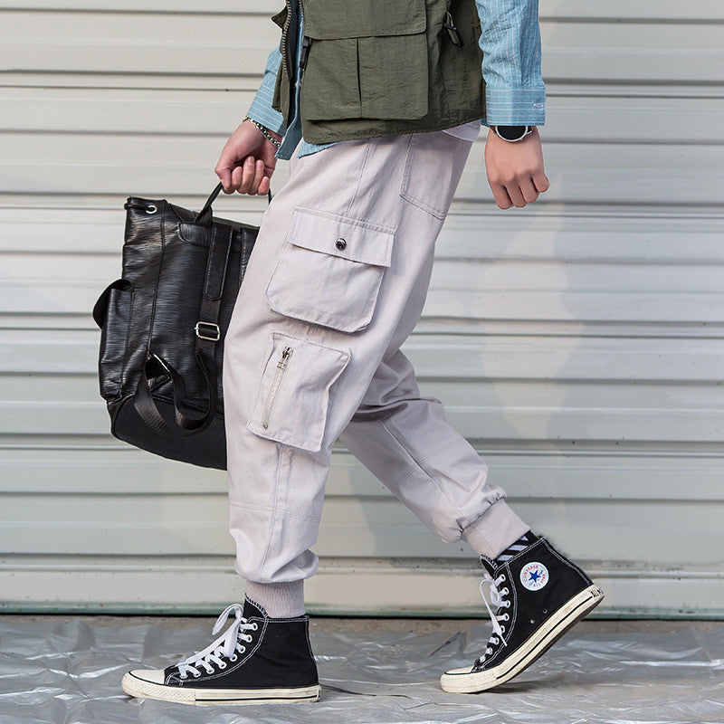 Cute Urban Casual Cargo Pant Men Harajuku Pencil Pants Many Pockets