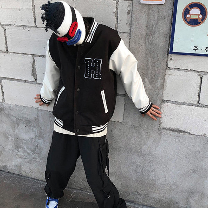 Urban Men's Fashion Loose Stitching Baseball Uniform Jacket Male 2023