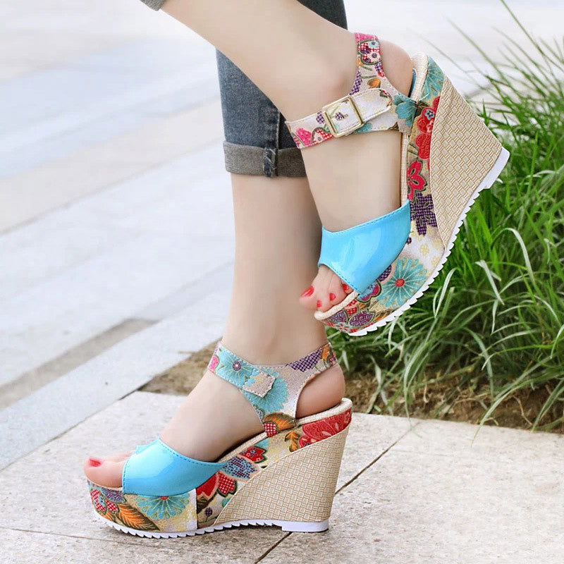 Lovely Women's Floral high heel shoes sandals