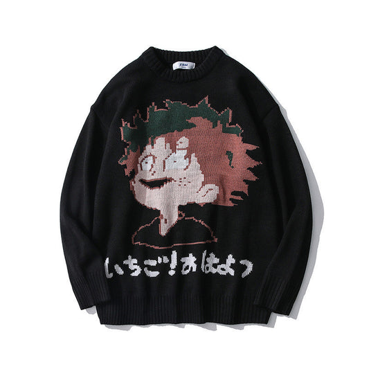 Cute Warm Urban Male Cartoon Sweater Men Loose Pullover