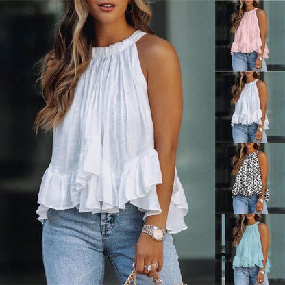 Summer New Style Ruffled Sleeveless Casual Jacket Women