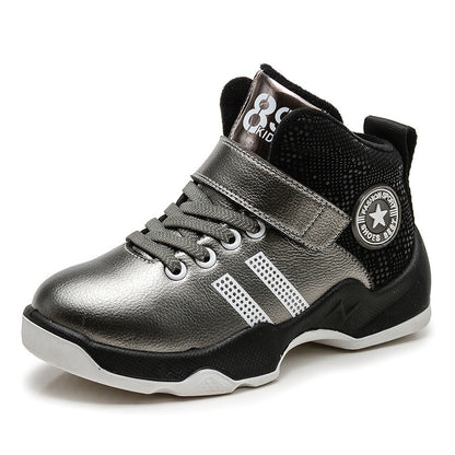 Boy's Leather Warm Cotton Sneakers Spring Autumn and Winter