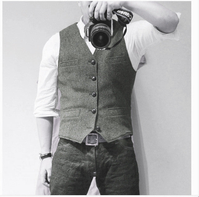 Men's Slim-fit Herringbone Vest Casual Business Professional Formal Wear Groomsmen