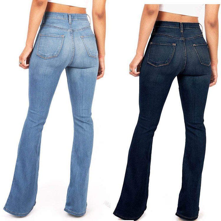 Gorgeous Women Skinny Jeans High Waist Flare Pants High Waist Slim Long Pants