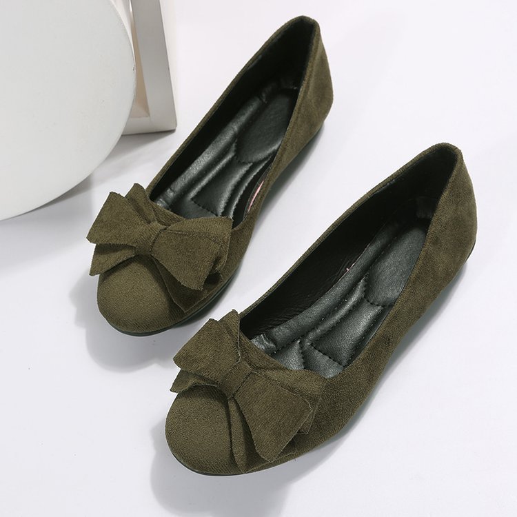 Elegant Women's Female Fashion Bowknot Breathable Flats Shoes Casual Round Toe Loafers Cozy Shoes For Women Green