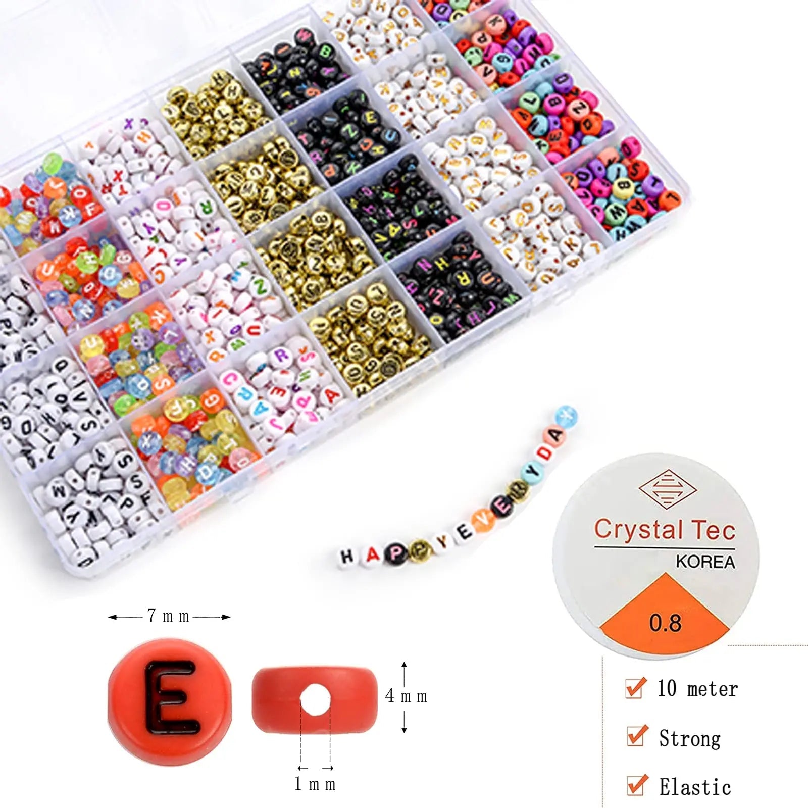 2400pcs Mixed Letter Beads for Bracelets Making Kit Acrylic Alphabet Beads for Jewelry Making DIY Necklace Accessories 7x4mm