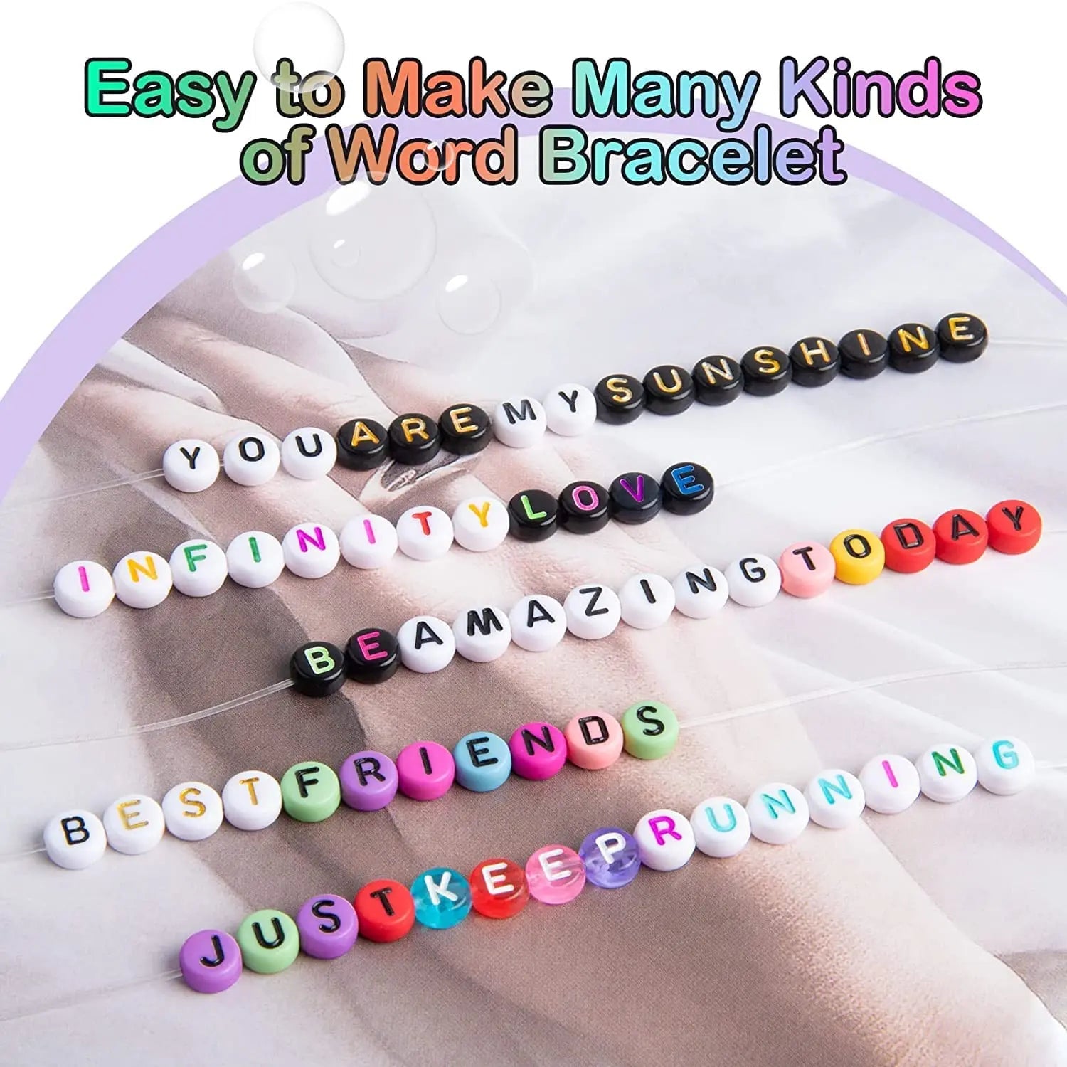 2400pcs Mixed Letter Beads for Bracelets Making Kit Acrylic Alphabet Beads for Jewelry Making DIY Necklace Accessories 7x4mm