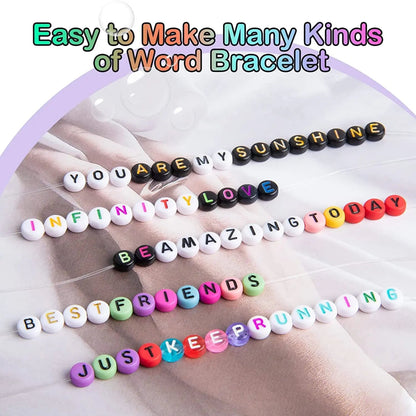 2400pcs Mixed Letter Beads for Bracelets Making Kit Acrylic Alphabet Beads for Jewelry Making DIY Necklace Accessories 7x4mm