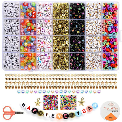 2400pcs Mixed Letter Beads for Bracelets Making Kit Acrylic Alphabet Beads for Jewelry Making DIY Necklace Accessories 7x4mm 26 mix letters