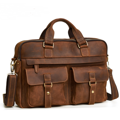 Cute Genuine men's bags retro business Bag 15.6 inch Laptop Bag