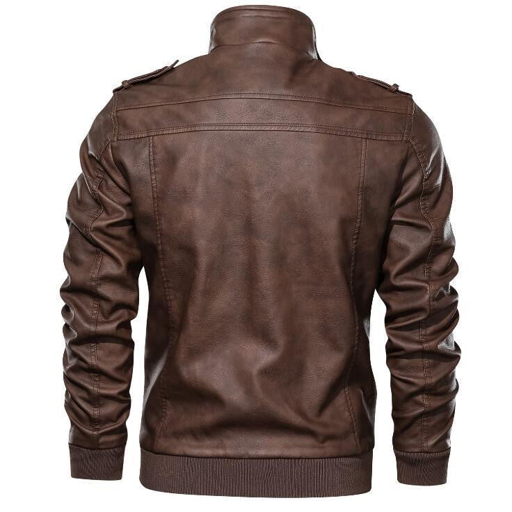 Cute Men's PU Leather Hoodless Jacket