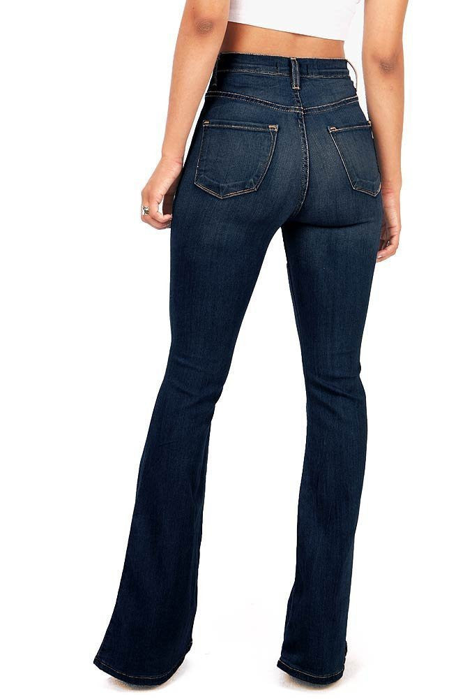 Gorgeous Women Skinny Jeans High Waist Flare Pants High Waist Slim Long Pants