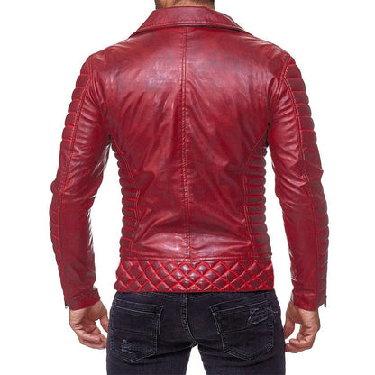 Cute Men's Zippered PU Leather Jacket