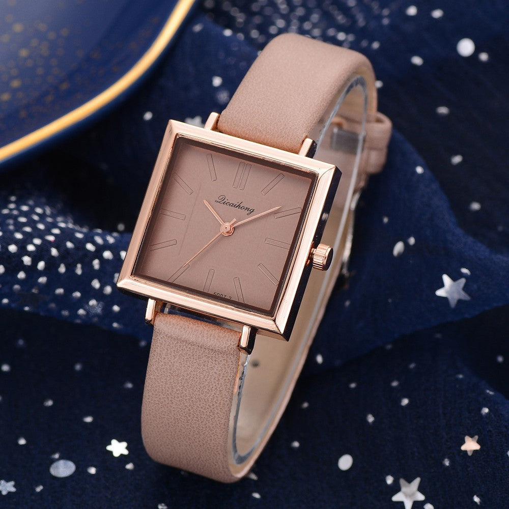 Elegant Square Women's Bracelet Wrist Watch Leather Crystal Ladies Quartz Clock