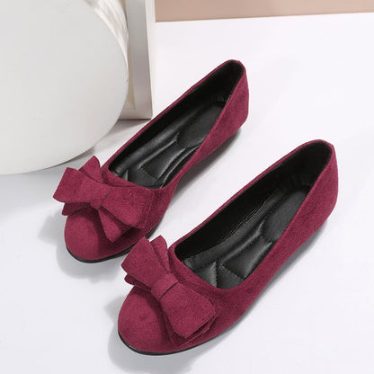 Elegant Women's Female Fashion Bowknot Breathable Flats Shoes Casual Round Toe Loafers Cozy Shoes For Women Red