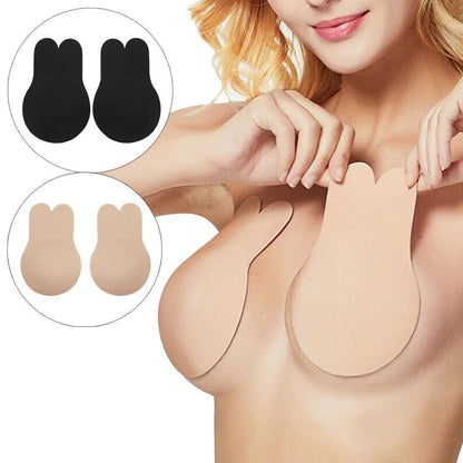 2pcs/1 Pair Rabbit Ear Reusable Silicone Bust Nipple Cover Pasties Stickers Breast Adhesive Invisible Bra Lift Tape