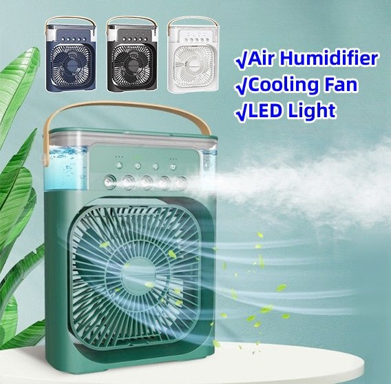 3 In 1 Air Humidifier Cooling USB Fan LED Night Light Electric Fan