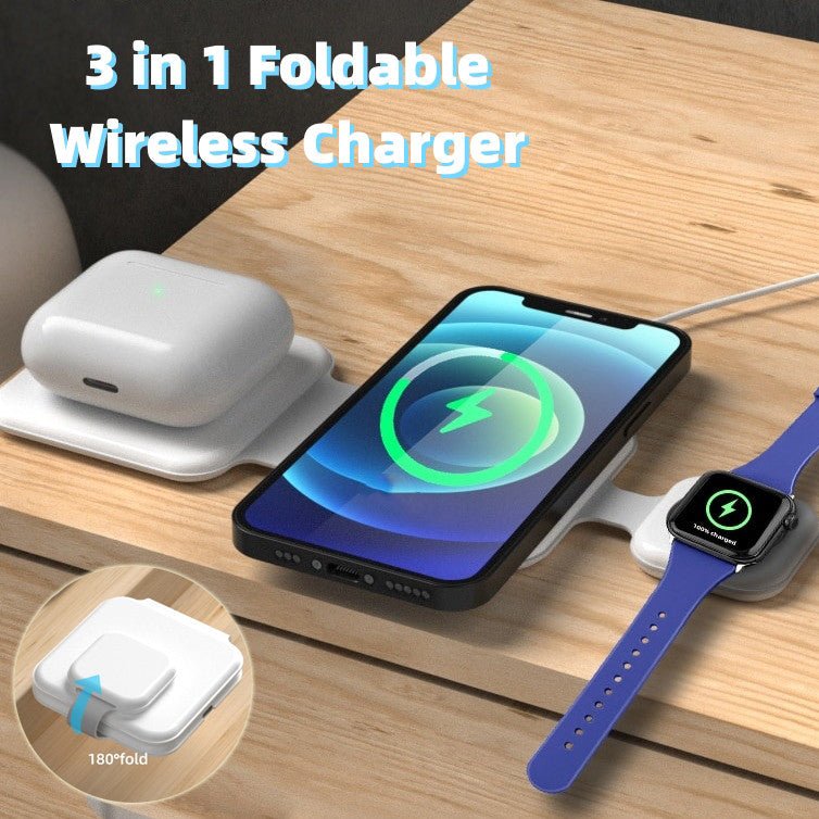 3 In 1 Magnetic Foldable Wireless Charging Station Wireless Cell Phone Charger