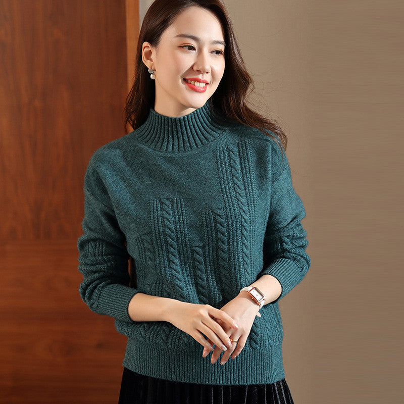 Lovely Female Warm Turtleneck Wool Sweater Women