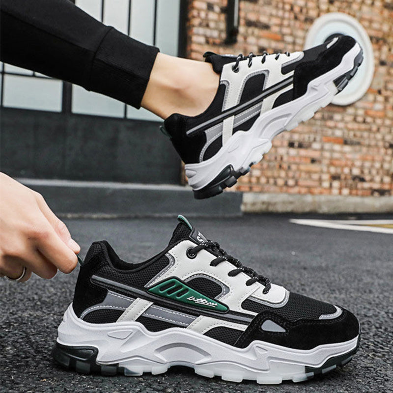 Black White Lace-up Sneakers Men's Male Outdoor Breathable Casual Mesh Shoes Lightweight Running Sports Shoes