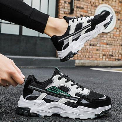 Black White Lace-up Sneakers Men's Male Outdoor Breathable Casual Mesh Shoes Lightweight Running Sports Shoes