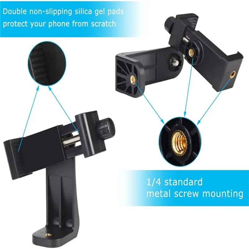 360 Degree Mobile Phone Clip Compatible With All 1/4 Screw Cellphone Holder Tripod Mount Desk Tripod Adapter For Samsung iphone